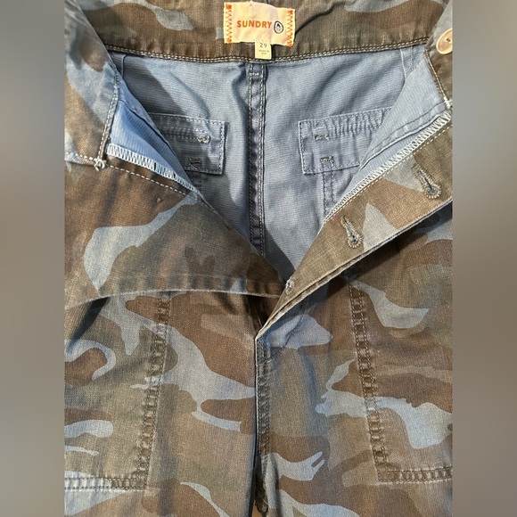 SUNDRY 29 Camo Pocket Pant Mineral Wash Blue MADE USA 🇺🇸 BUTTON FLY Cotton CLEAN - Picture 8 of 13